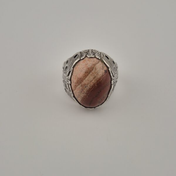 Vintage Zegelring van 835 Zilver met Picture Jasper