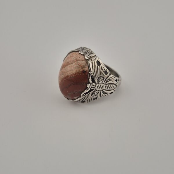 Vintage Zegelring van 835 Zilver met Picture Jasper