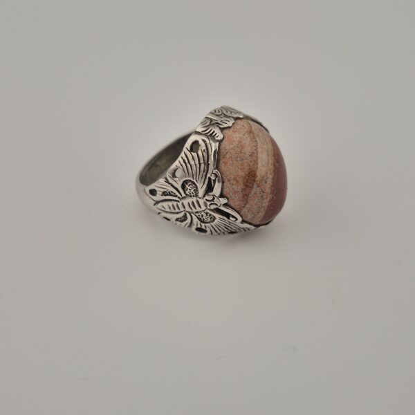 Vintage Zegelring van 835 Zilver met Picture Jasper