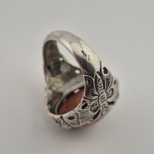 Vintage Zegelring van 835 Zilver met Picture Jasper