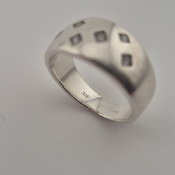 Vintage Bandring van 925 Sterling Zilver met Zirconia