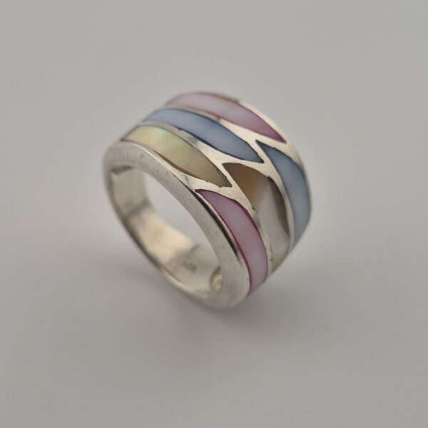 Vintage Ring van 925 Sterling Zilver met Parelmoer Inleg