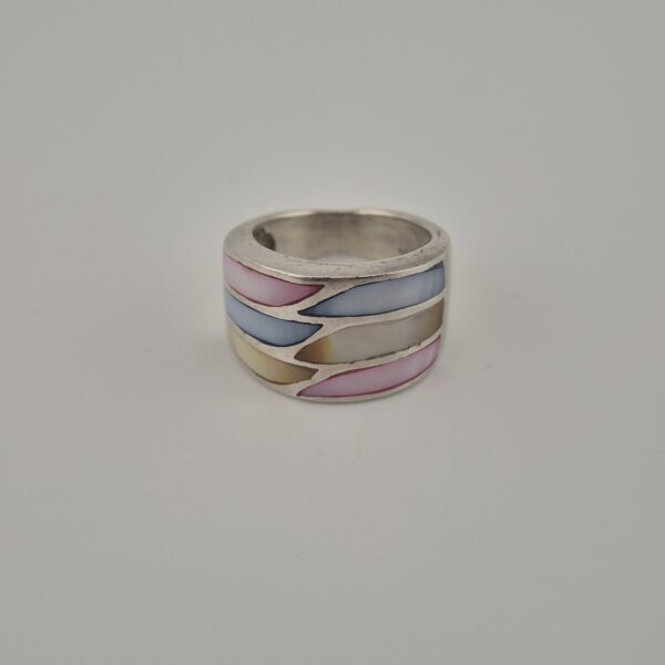 Vintage Ring van 925 Sterling Zilver met Parelmoer Inleg