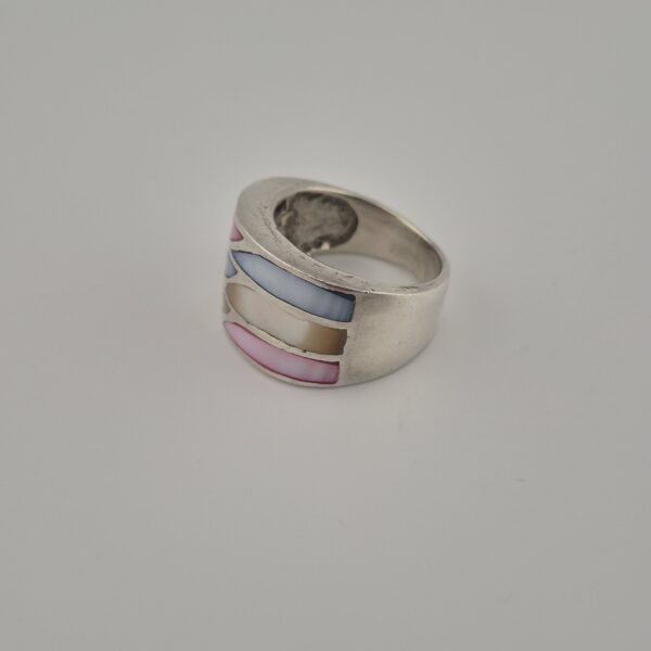 Vintage Ring van 925 Sterling Zilver met Parelmoer Inleg