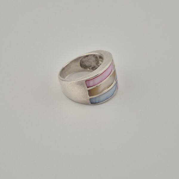 Vintage Ring van 925 Sterling Zilver met Parelmoer Inleg