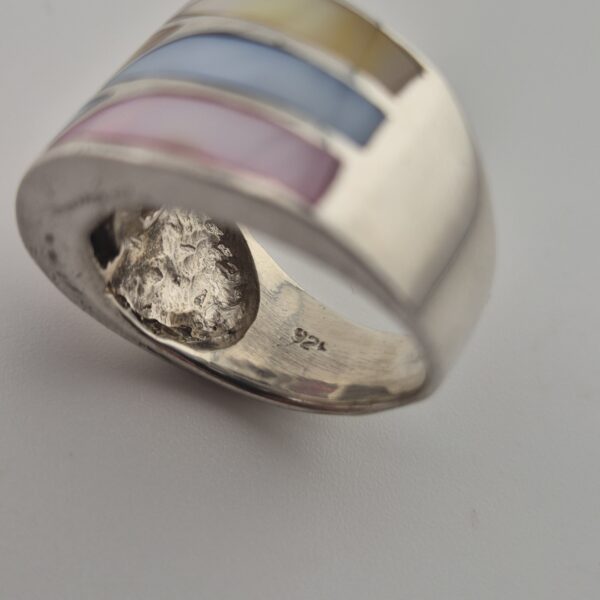 Vintage Ring van 925 Sterling Zilver met Parelmoer Inleg