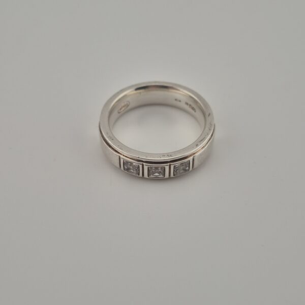 Vintage Ring van 925 Sterling Zilver met Drie Kristallen