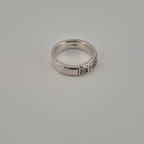 Vintage Ring van 925 Sterling Zilver met Drie Kristallen