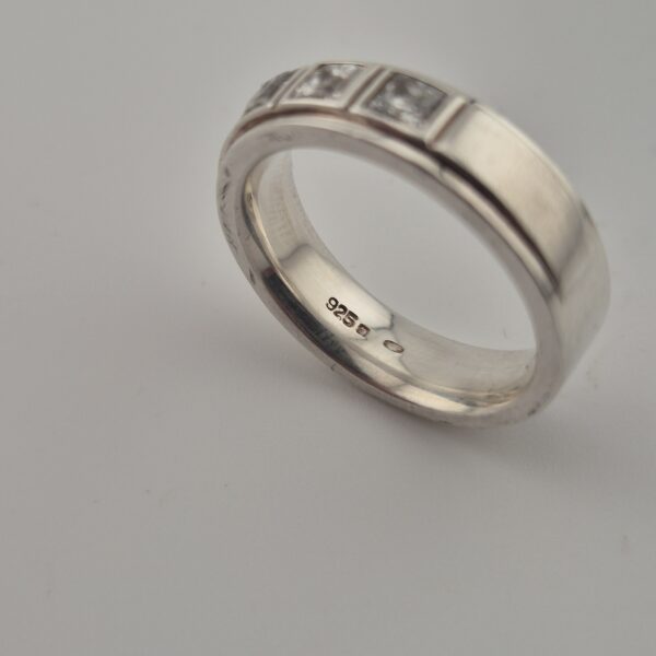 Vintage Ring van 925 Sterling Zilver met Drie Kristallen