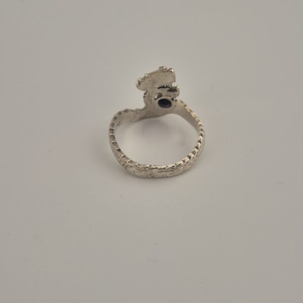 Vintage Ring van 925 Sterling Zilver met Zwarte Onyx en Chinese Draak