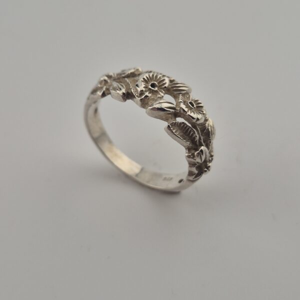 Vintage Florale Opengewerkte Ring van 925 Sterling Zilver