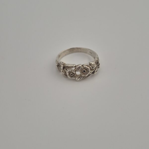 Vintage Florale Opengewerkte Ring van 925 Sterling Zilver