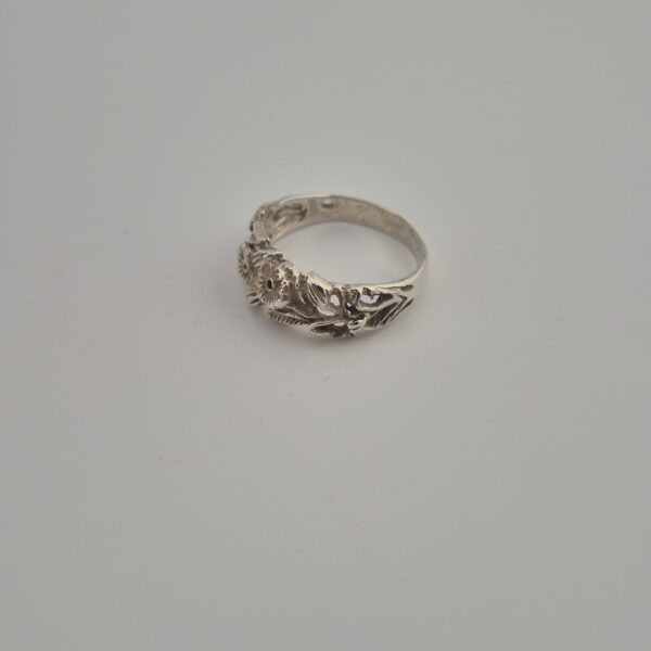Vintage Florale Opengewerkte Ring van 925 Sterling Zilver