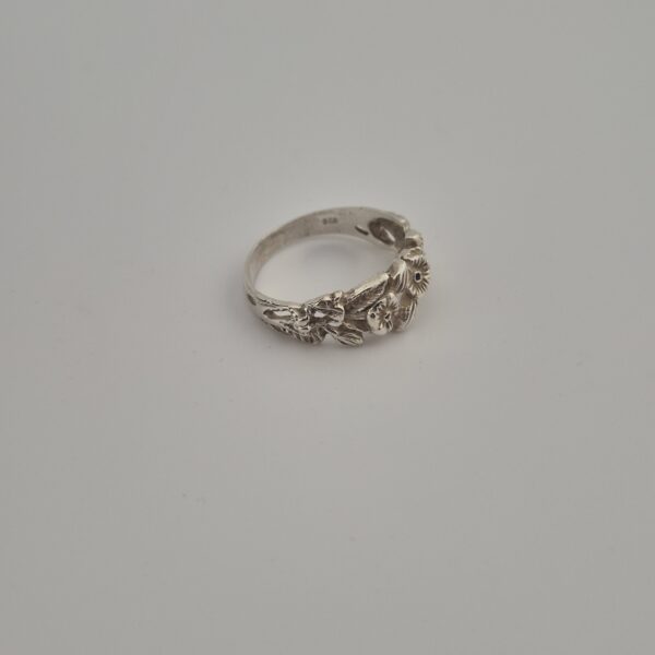 Vintage Florale Opengewerkte Ring van 925 Sterling Zilver