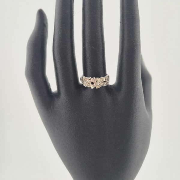 Vintage Florale Opengewerkte Ring van 925 Sterling Zilver