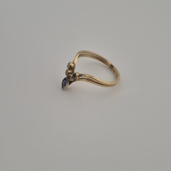 Vintage Vergulde Ring van 925 Sterling Zilver met Blauwe Kristal