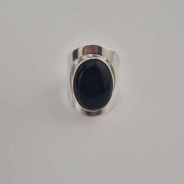 Vintage Statementring van 925 Sterling Zilver met Zwarte Onyx