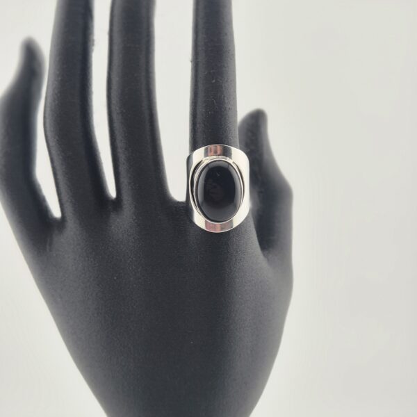 Vintage Statementring van 925 Sterling Zilver met Zwarte Onyx