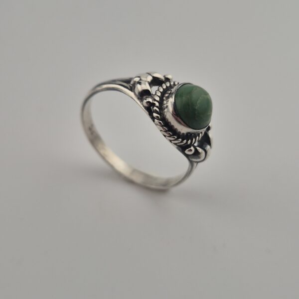 Vintage Ring van 925 Sterling Zilver met Groene Agaat Cabochon