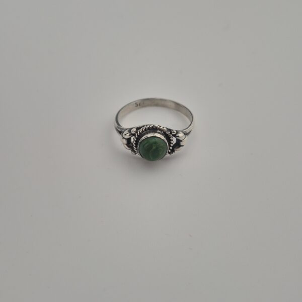 Vintage Ring van 925 Sterling Zilver met Groene Agaat Cabochon