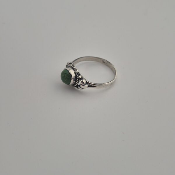 Vintage Ring van 925 Sterling Zilver met Groene Agaat Cabochon