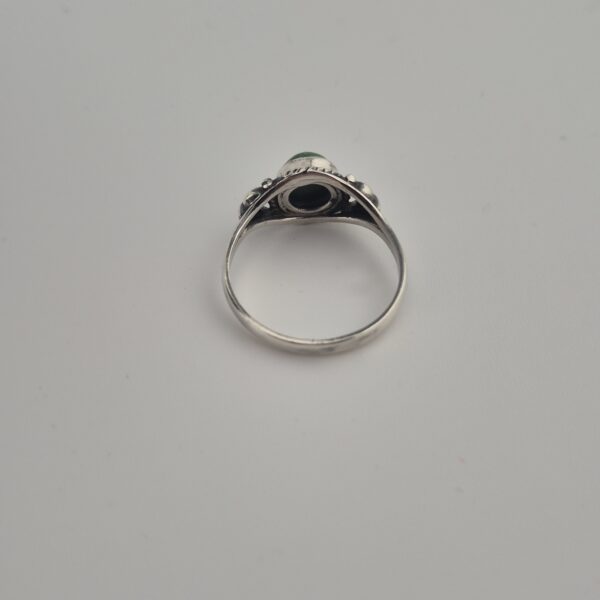 Vintage Ring van 925 Sterling Zilver met Groene Agaat Cabochon