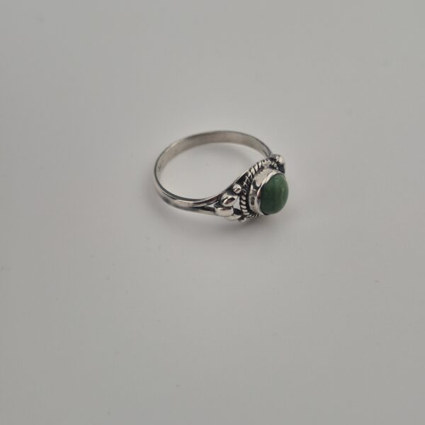Vintage Ring van 925 Sterling Zilver met Groene Agaat Cabochon