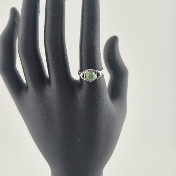 Vintage Ring van 925 Sterling Zilver met Groene Agaat Cabochon