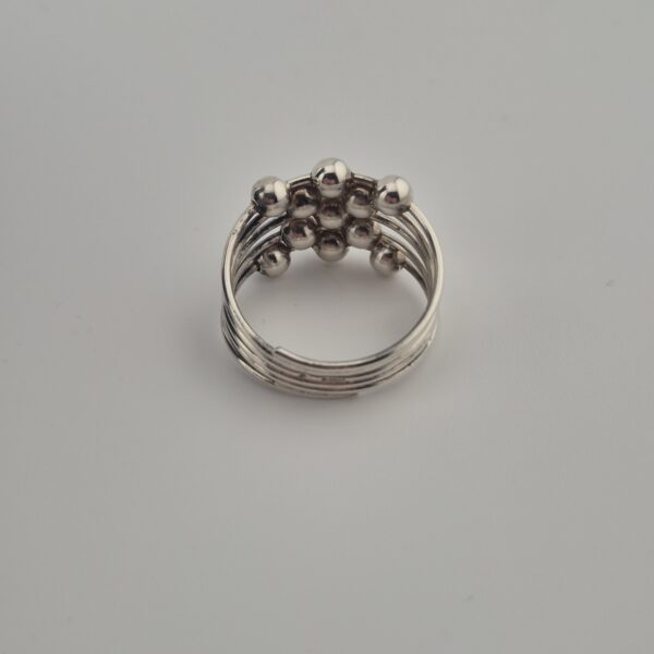 Vintage Statementring van 925 Sterling Zilver met Meerdere Banden en Bolletjes