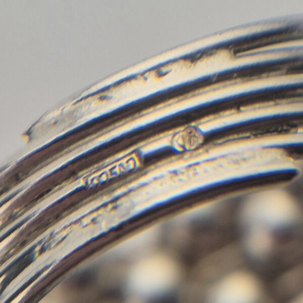 Vintage Statementring van 925 Sterling Zilver met Meerdere Banden en Bolletjes