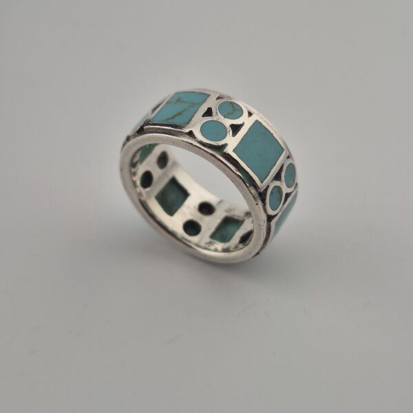 Vintage Bandring van 925 Sterling Zilver met Turkoois Inleg