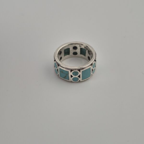 Vintage Bandring van 925 Sterling Zilver met Turkoois Inleg