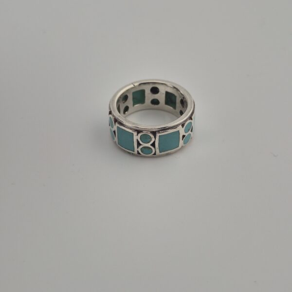 Vintage Bandring van 925 Sterling Zilver met Turkoois Inleg