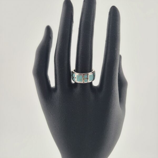 Vintage Bandring van 925 Sterling Zilver met Turkoois Inleg