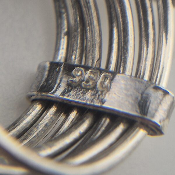 Vintage Stapelring van 925 Sterling Zilver met Zeven Natuurstenen