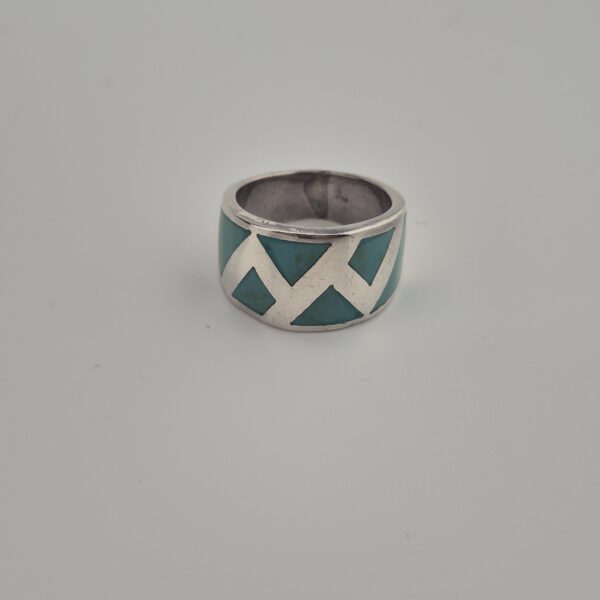 Vintage Statementring van 925 Sterling Zilver met Turkoois Inleg