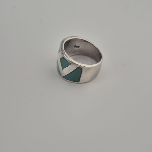 Vintage Statementring van 925 Sterling Zilver met Turkoois Inleg