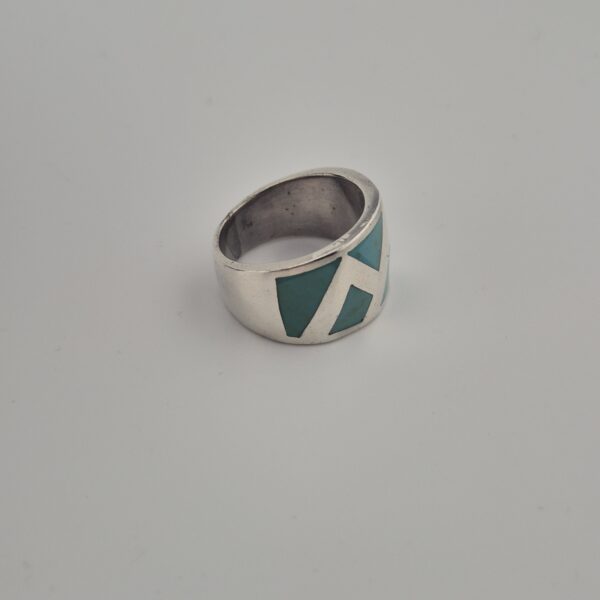 Vintage Statementring van 925 Sterling Zilver met Turkoois Inleg