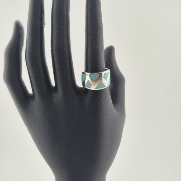 Vintage Statementring van 925 Sterling Zilver met Turkoois Inleg
