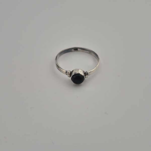 Vintage Ring van 925 Sterling Zilver met Zwarte Onyx Cabochon