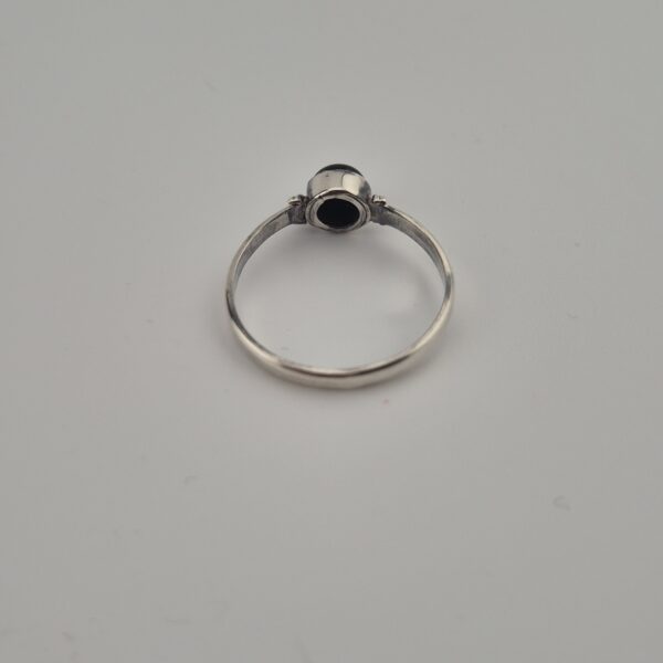 Vintage Ring van 925 Sterling Zilver met Zwarte Onyx Cabochon