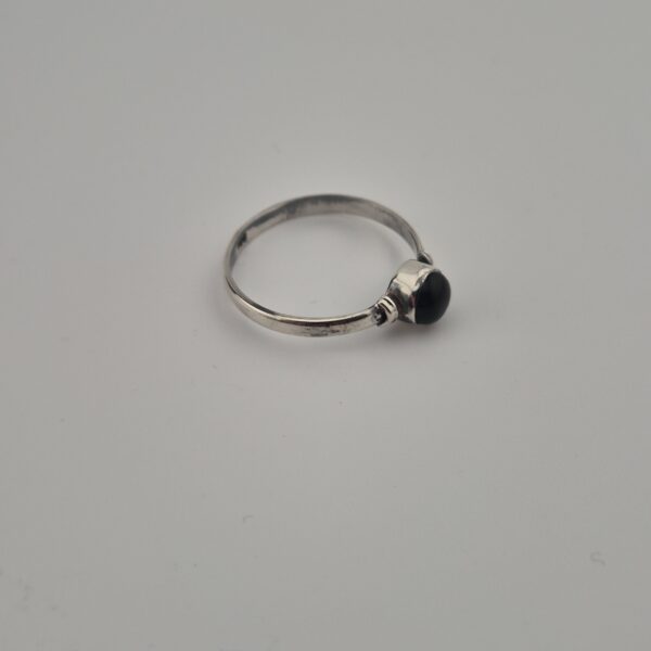 Vintage Ring van 925 Sterling Zilver met Zwarte Onyx Cabochon