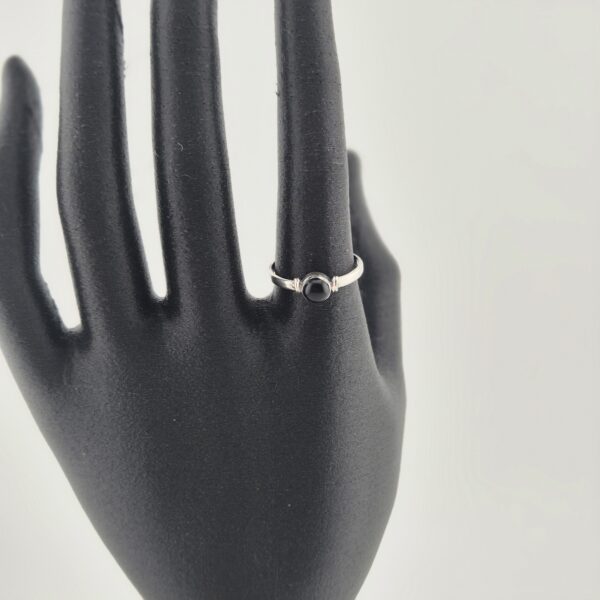 Vintage Ring van 925 Sterling Zilver met Zwarte Onyx Cabochon