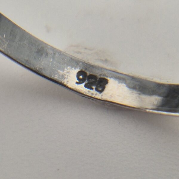 Vintage Ring van 925 Sterling Zilver met Zwarte Onyx Cabochon