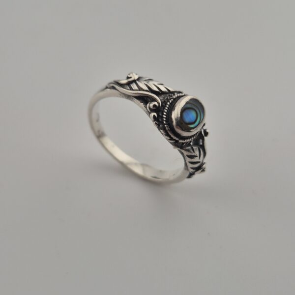 Vintage Florale Ring van 925 Sterling Zilver met Parelmoer