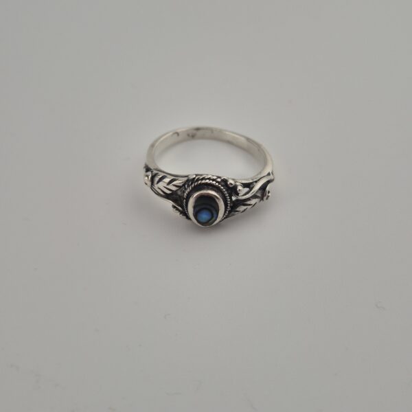 Vintage Florale Ring van 925 Sterling Zilver met Parelmoer
