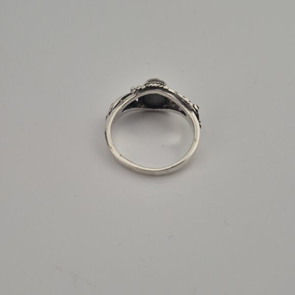 Vintage Florale Ring van 925 Sterling Zilver met Parelmoer