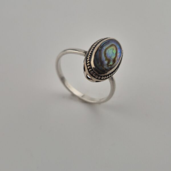 Vintage Ring van 925 Sterling Zilver met Parelmoer