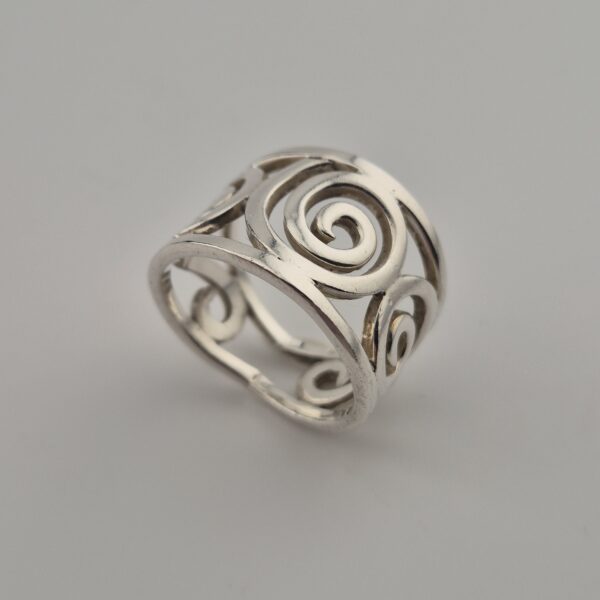 Vintage Statementring van 925 Sterling Zilver met Opengewerkte Spiralen