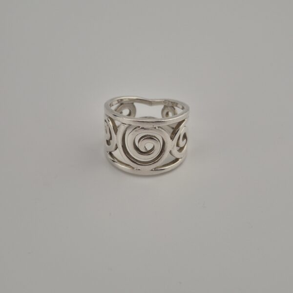 Vintage Statementring van 925 Sterling Zilver met Opengewerkte Spiralen